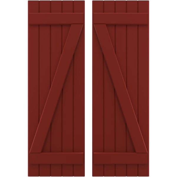 Ekena Millwork Americraft 5-Board (2 Batten) Wood Joined Board-n-Batten Shutters w/ Z-Bar, ARW102BB518X77MRH, PR ARW102BB518X77MRH - main